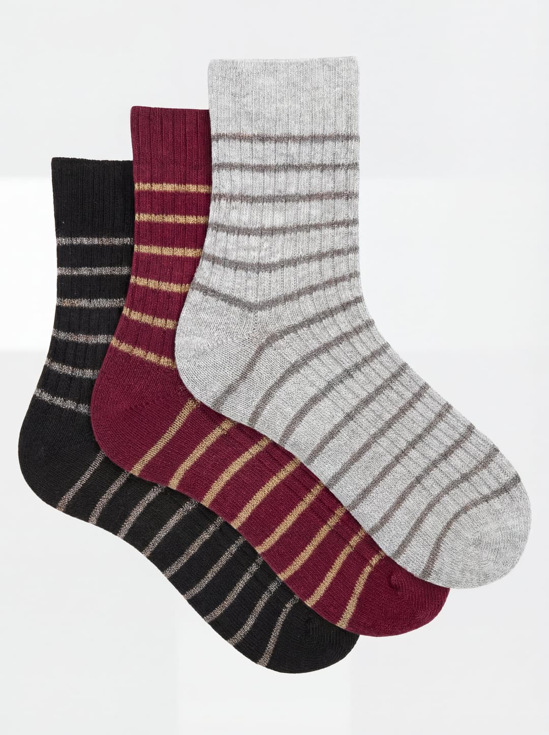 set of 3 pairs Women's striped Cashmere blend socks Made in Italy