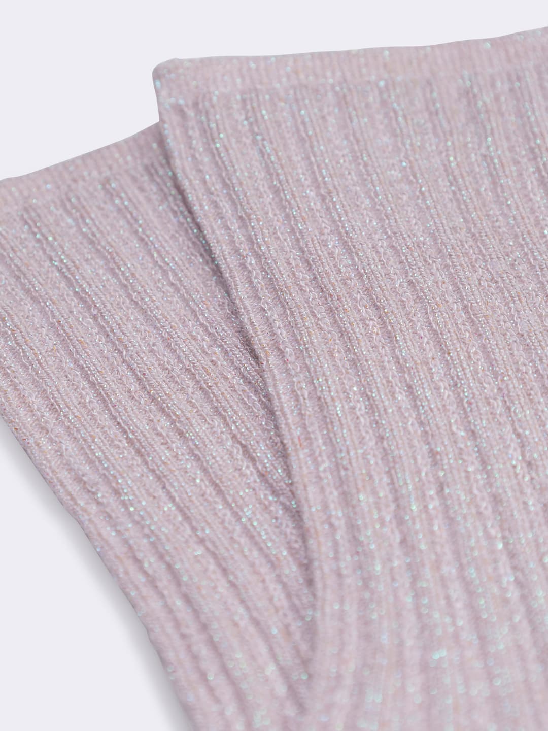 Women's Short Socks with Fresh Cotton Lurex Ribbed Pattern