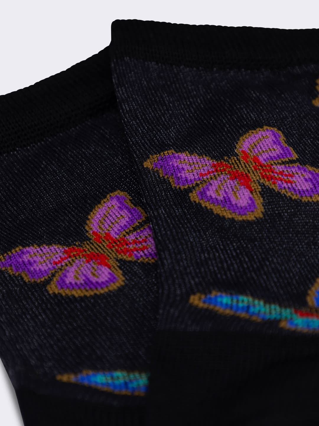 Women's Short Cotton Blend Socks with Butterfly Pattern