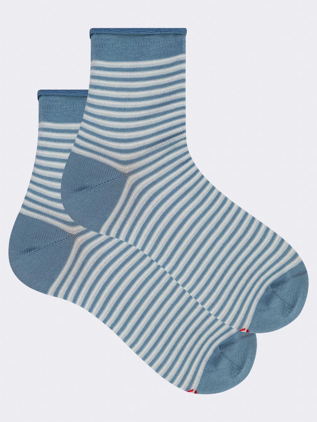 Women's Short Cotton Socks with Thousand Stripes Pattern