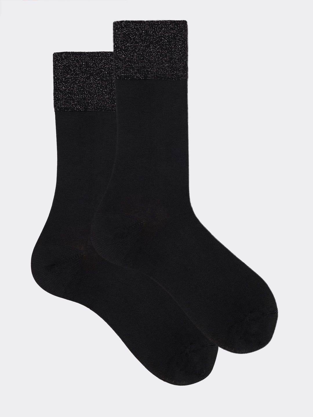 Solid Color Socks with Lurex Cuff - Made in Italy