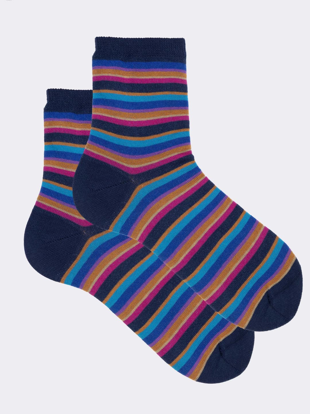Women's Short Cotton Socks Geometric Pattern - Made in Italy