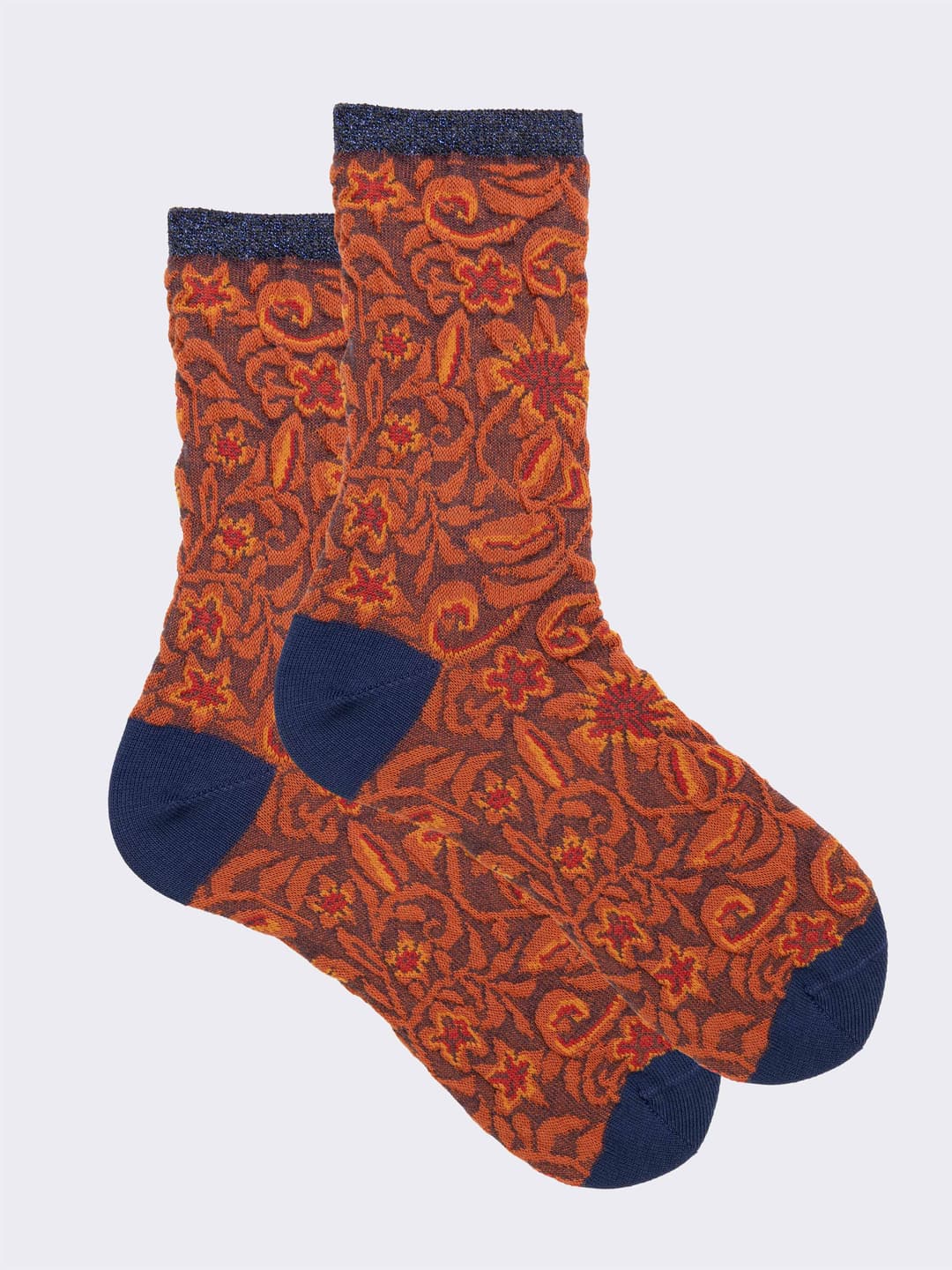 Short Floral Pattern Cotton Socks - Made in Italy