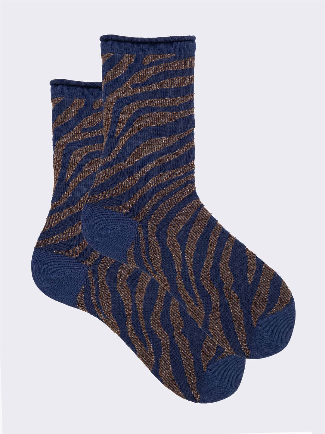 Short Animalier Pattern Socks in Warm Cotton Made in Italy