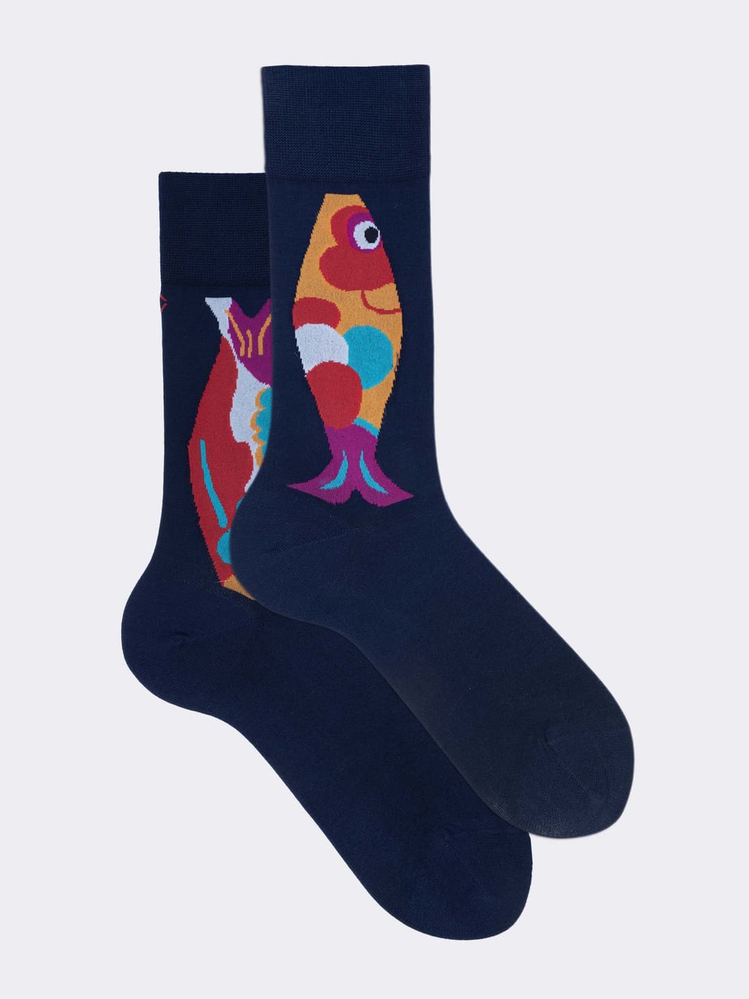 Calcetines cortos de algodón fresco con estampado de peces
