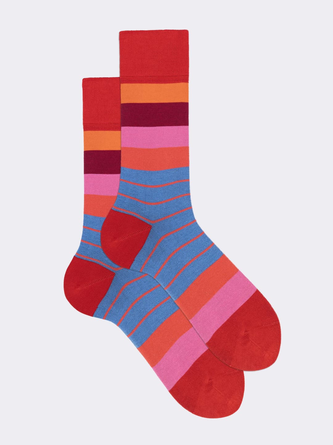 Short Socks in Cool Cotton with Colorful Stripes Pattern