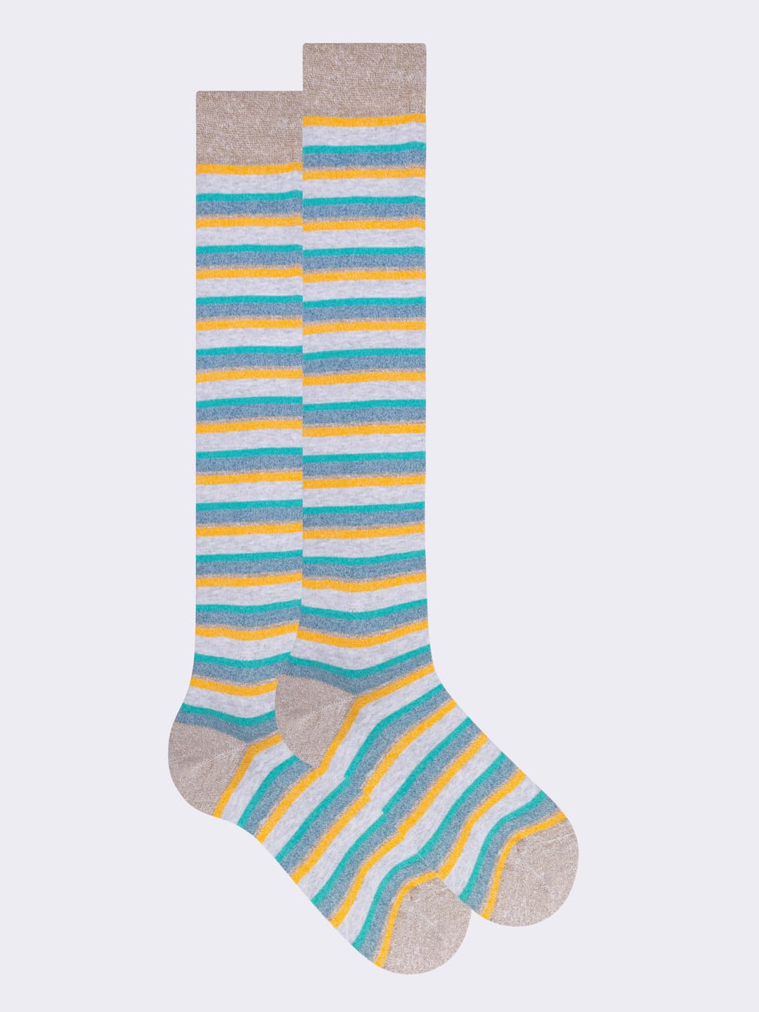 Long Cotton Socks with Stripe Pattern