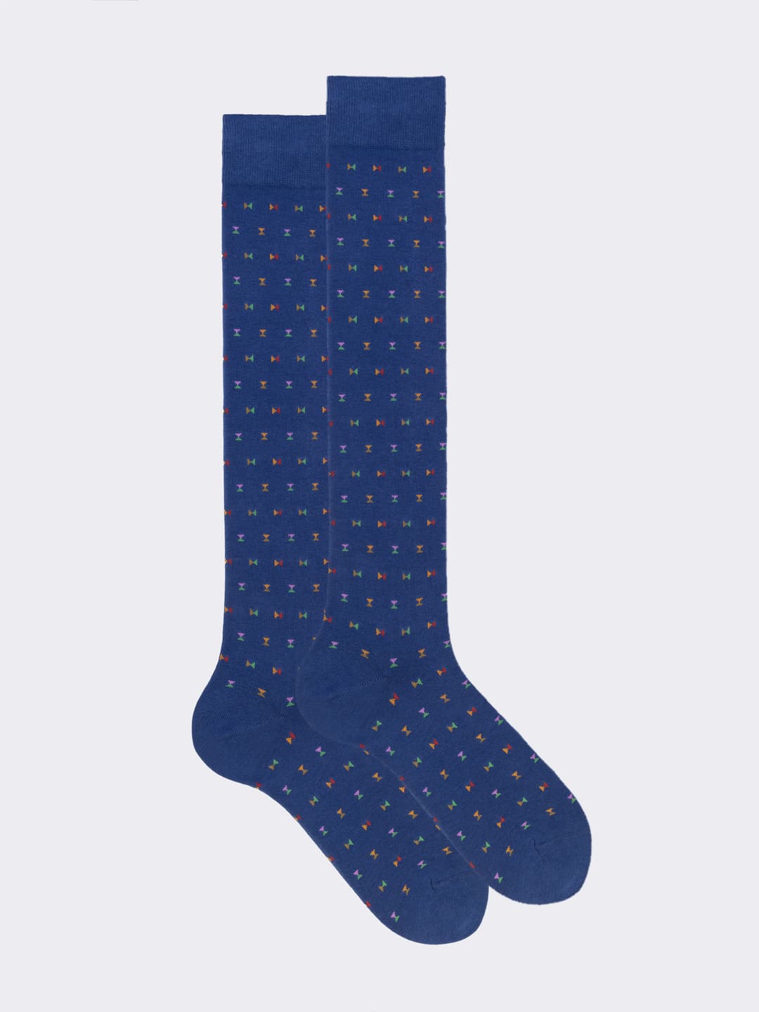 Men's Long Socks with Geometric Pattern in Warm Cotton