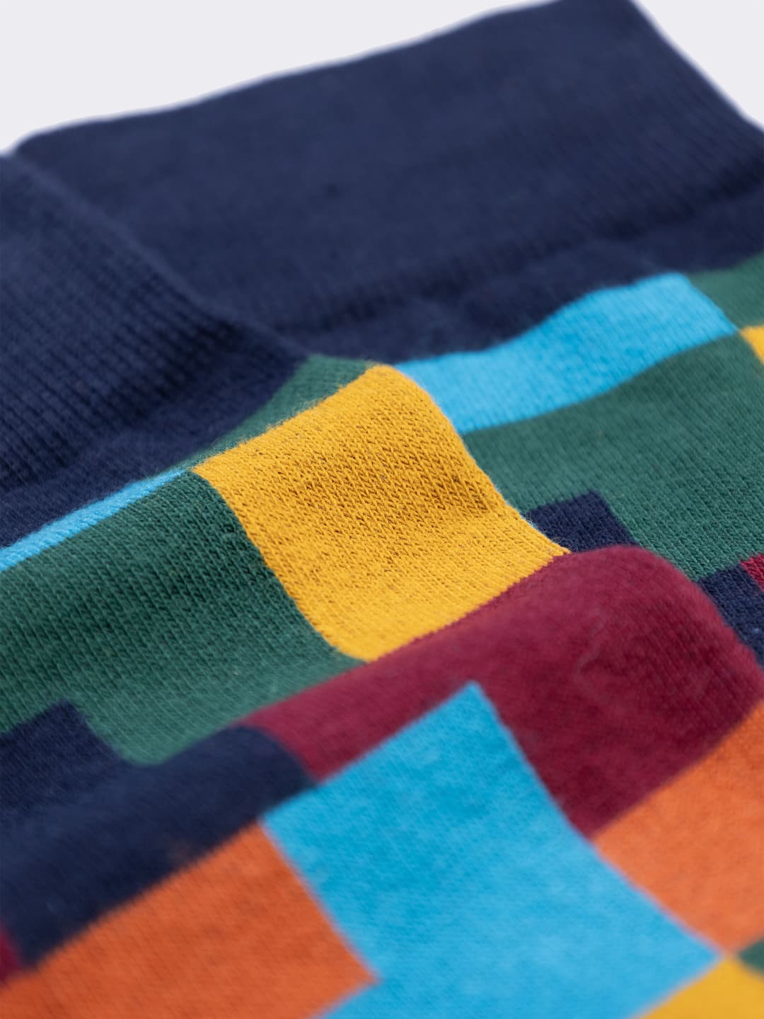 Men's Long Color Block Pattern Socks in Warm Cotton - Made in Italy
